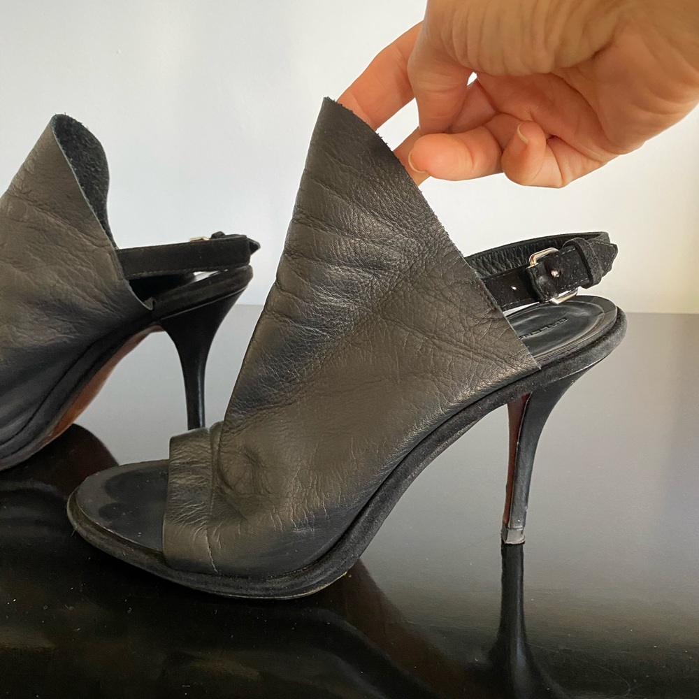 Balenciaga leather slingback open toe bootie